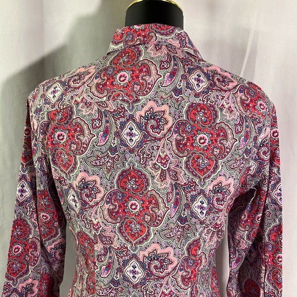 Talbots Pink & Purple Printed Wrinkle Resistant Button Down Shirt - Picture 10 of 16